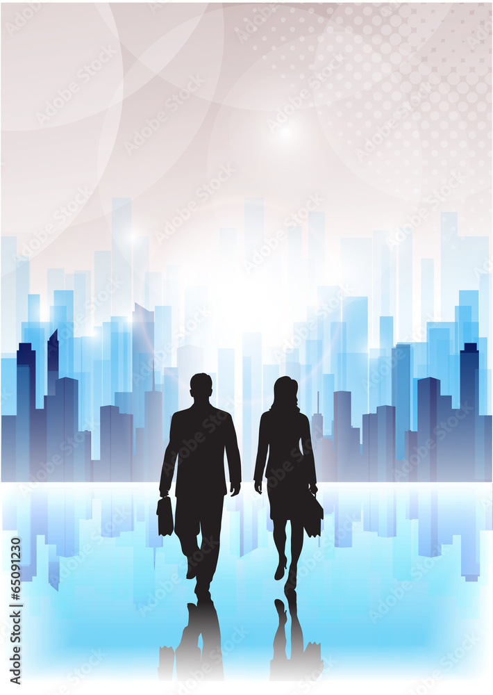 businessmen go on an abstract background of the city businessmen go on an abstract background of the city