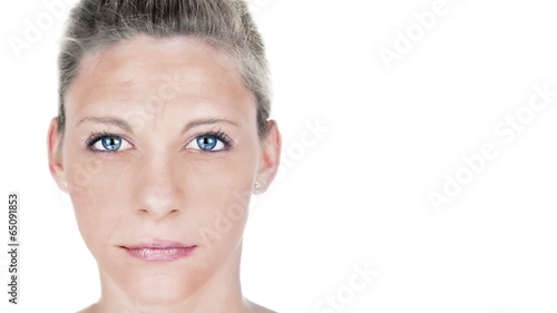 Beautiful woman aging process portrait.
