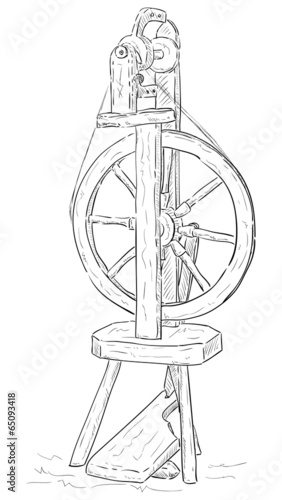 Wool spinning wheel
