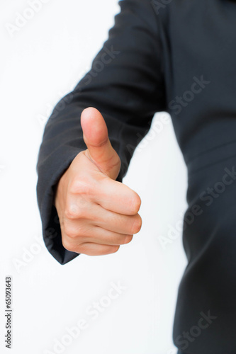 Business women hand excellent on white background