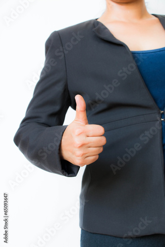 Business women hand excellent on white background