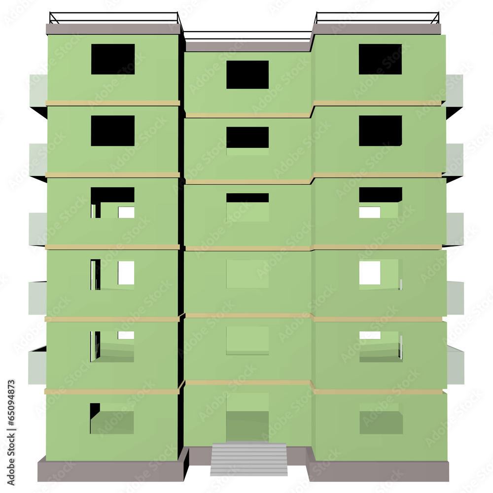 Green five-story building 3 Green five-story building 3