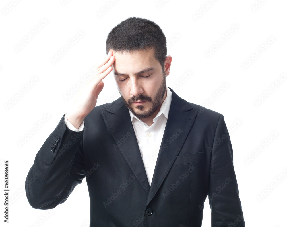 Thinking young businessman. Isolated on white. Thinking young businessman. Isolated on white.