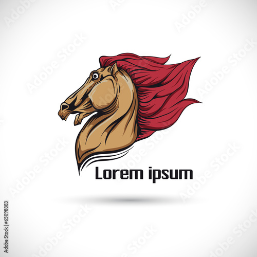 Label with a horse s head. Vector.