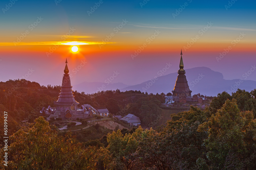 Pagoda on the top of mountain at Intanon national park, Thailand