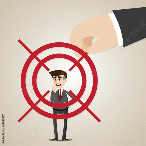 cartoon businessman targeted lock on by executive