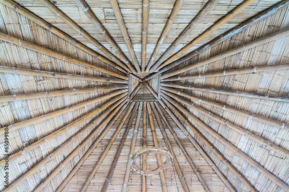 roof with bamboo and wood