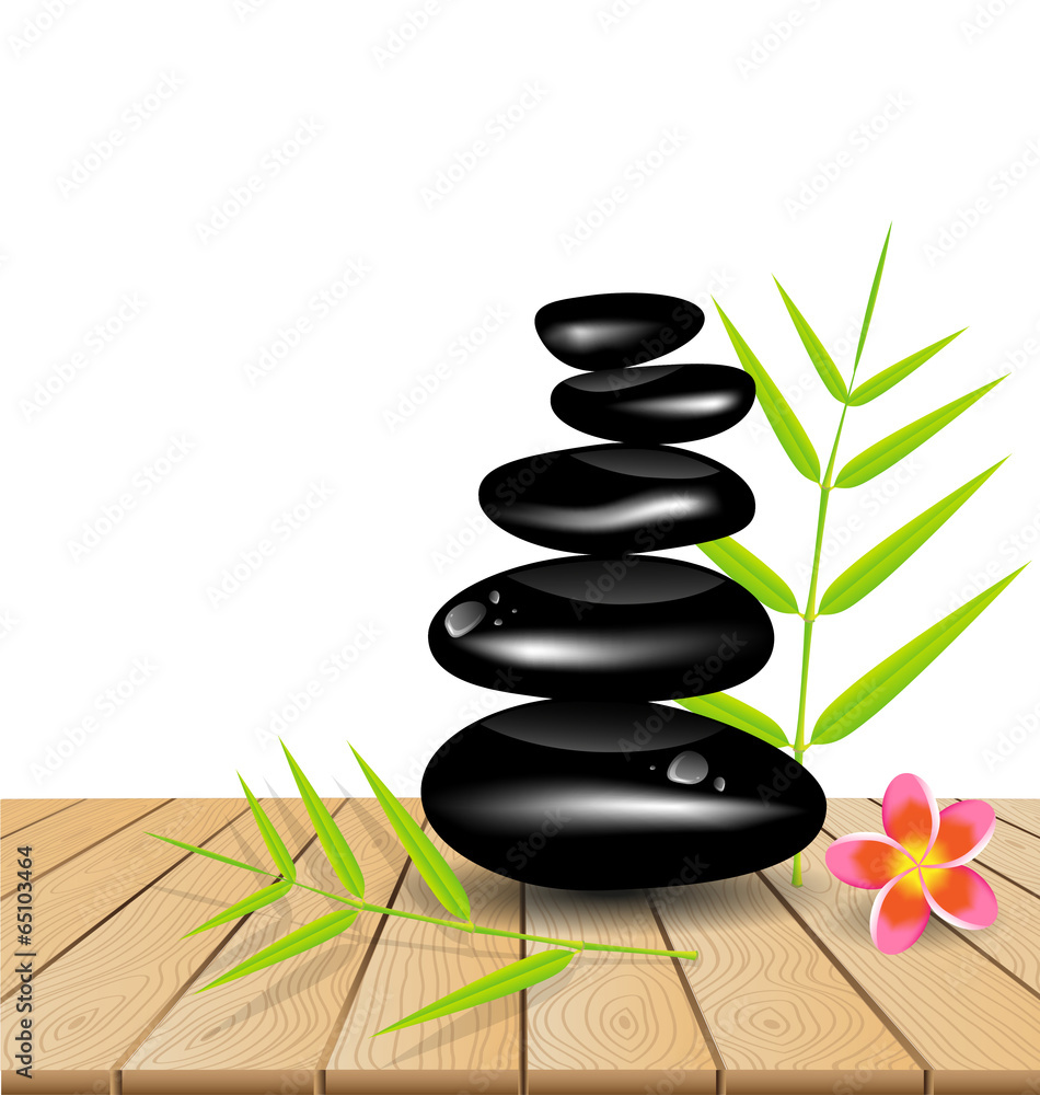 Hot stone massage on wooden table Hot stone massage on wooden table