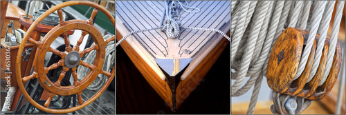 Fototapeta Collage mit maritimen Motiven, Segelboote