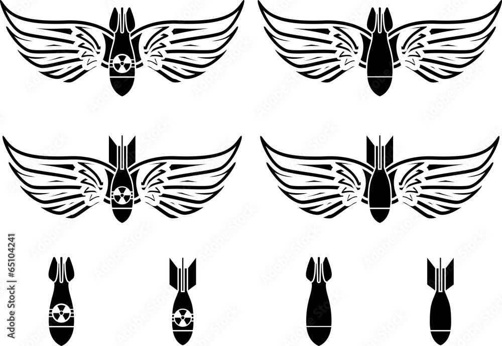bombs with wings. stencils. second variant bombs with wings. stencils. second variant