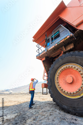 Worker Big Truck in Pit