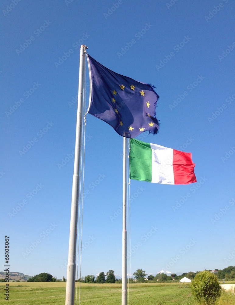 Bandiera italiana ed europea