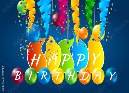 abstract celebration birthday background with colorful balloons