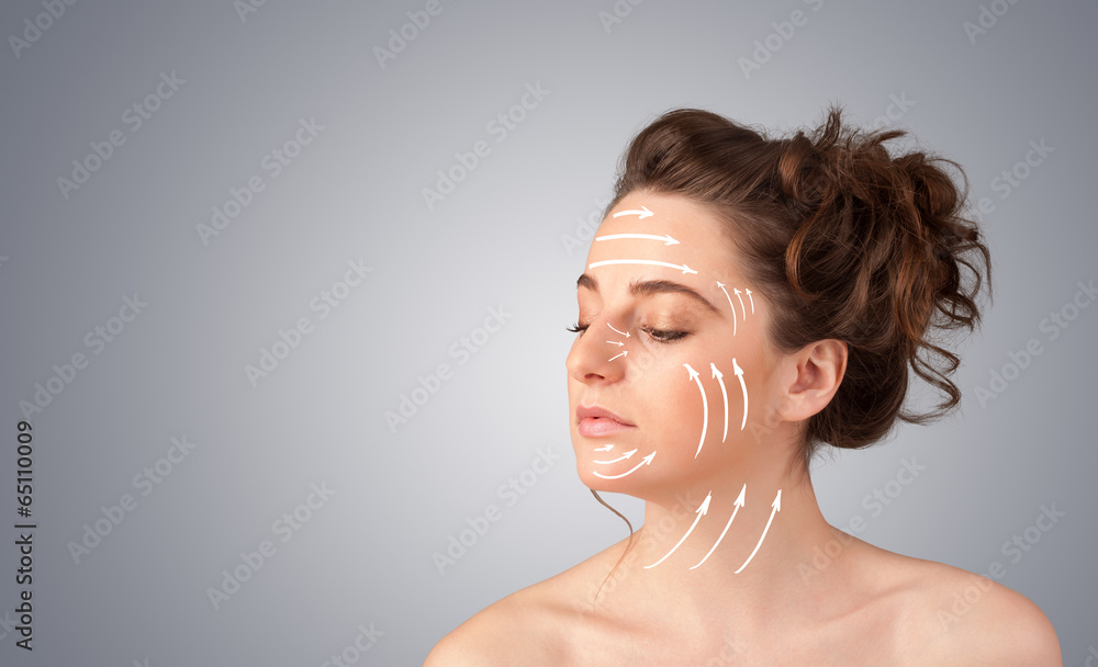 Beautiful girl with facial arrows on her skin Beautiful girl with facial arrows on her skin