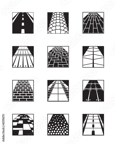 Different types of road surfaces - vector illustration