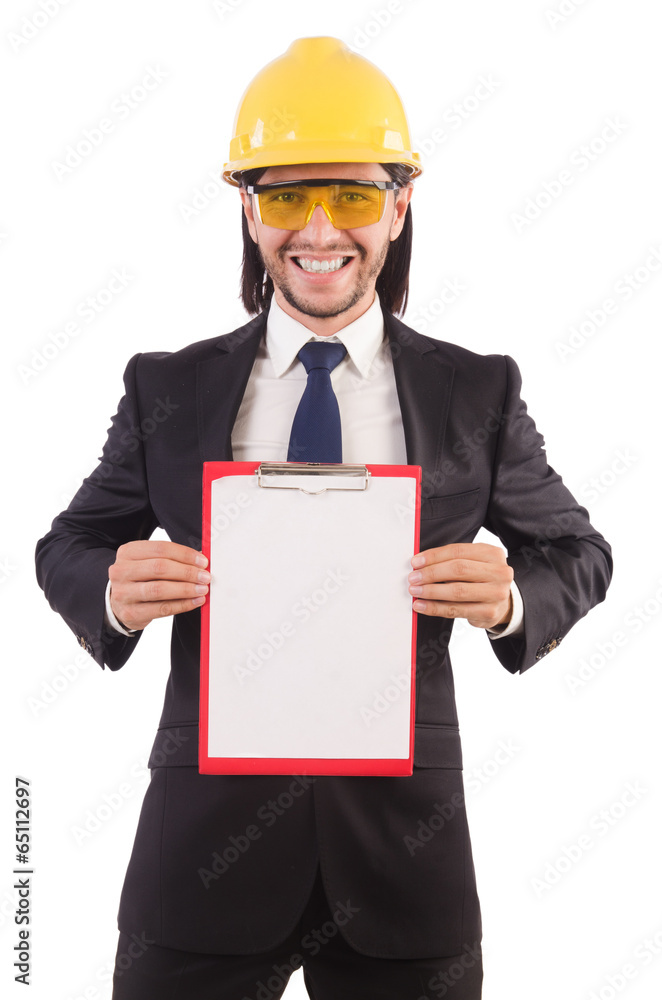 Businessman -builder with binder isolated on white Businessman -builder with binder isolated on white