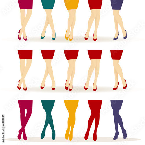 Female legs with colorful shoes