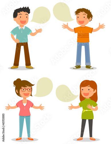 cartoon people talking happily