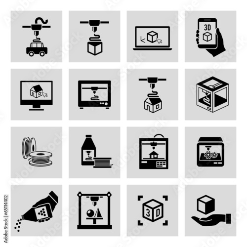 Printer 3d icons set