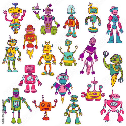 Set of Robots - Hand Drawn Doodles © wooster