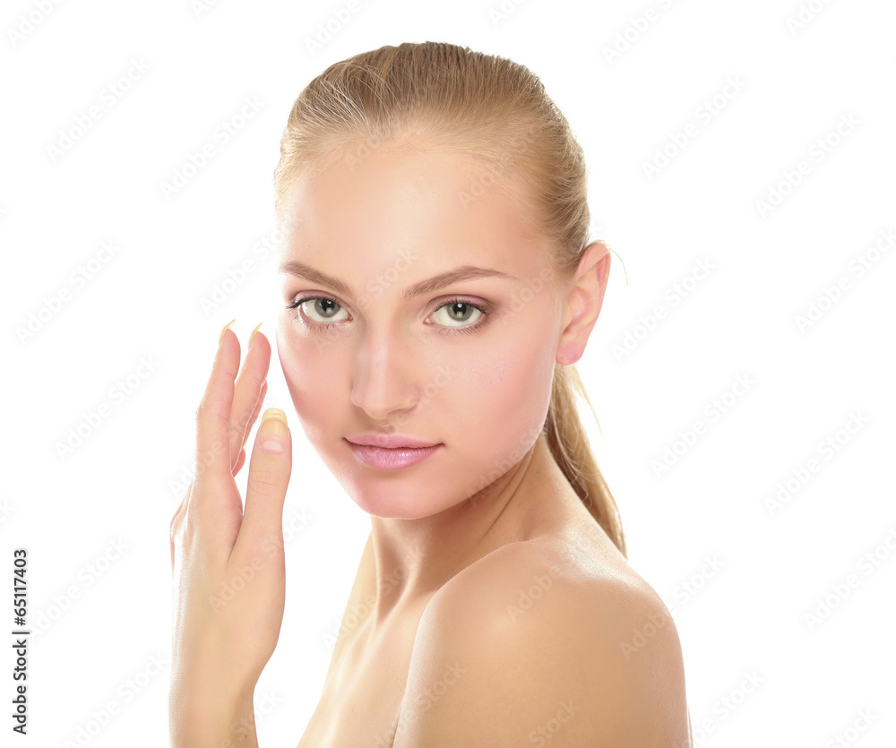 A beautiful woman, portrait isolated on white background