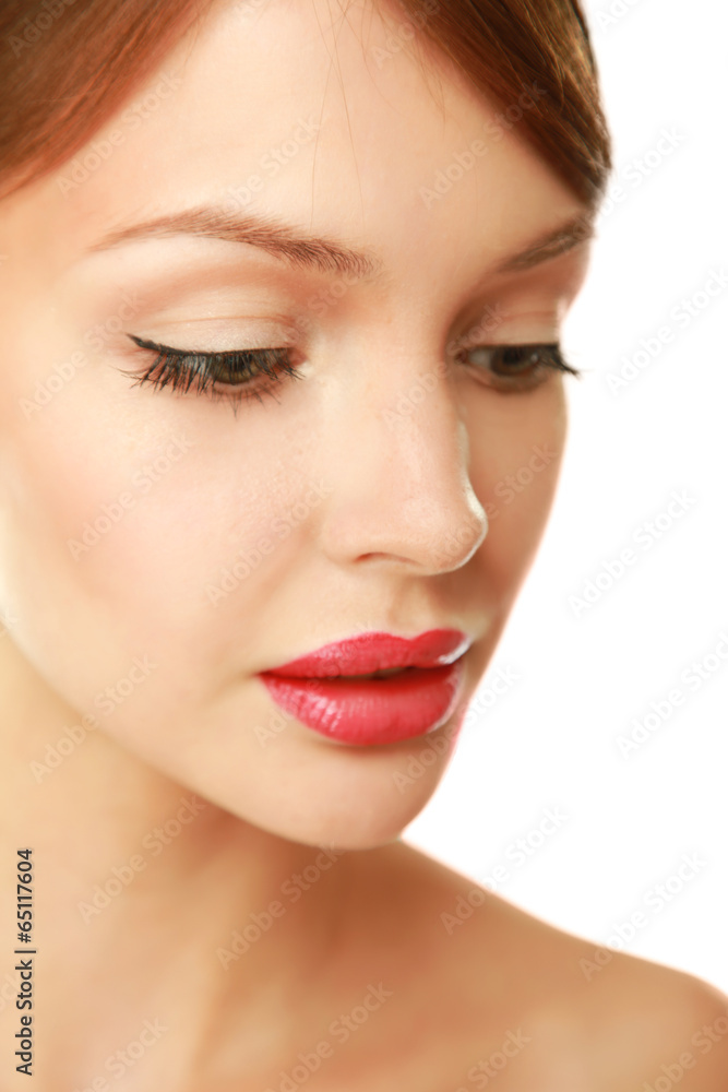 A beautiful woman, portrait isolated on white background A beautiful woman, portrait isolated on white background
