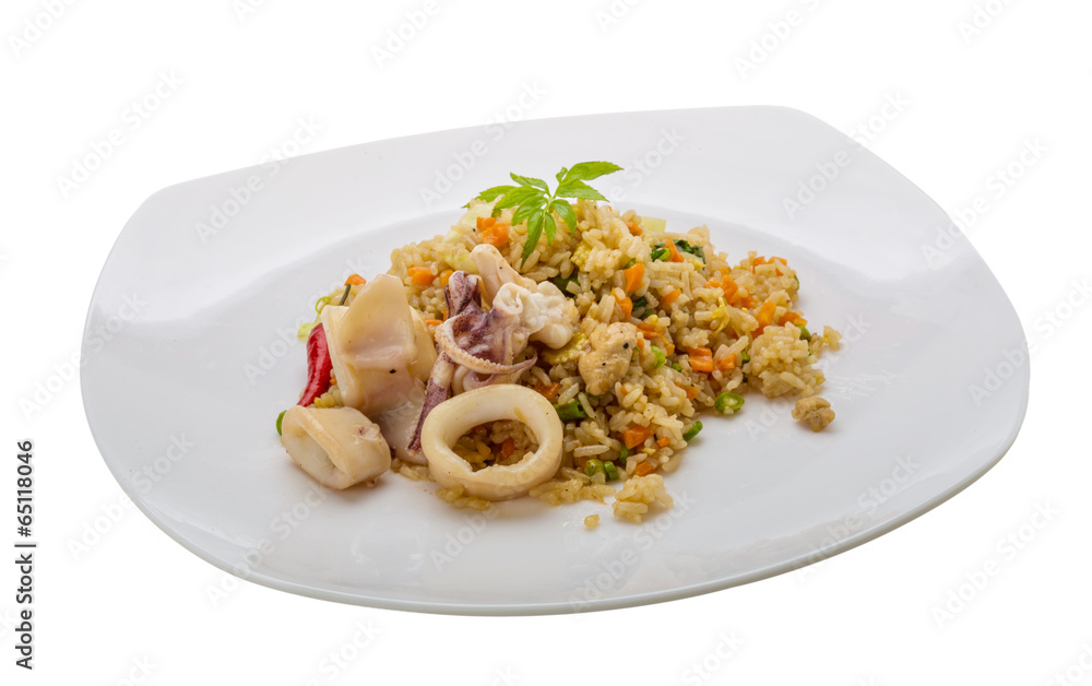 Fried rice with calamari Fried rice with calamari