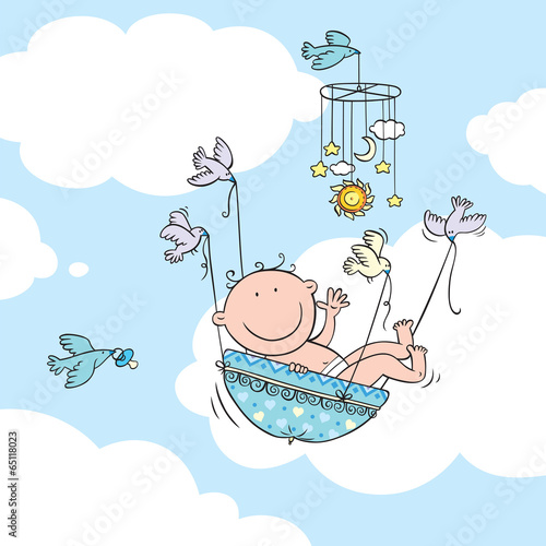 Flying baby boy