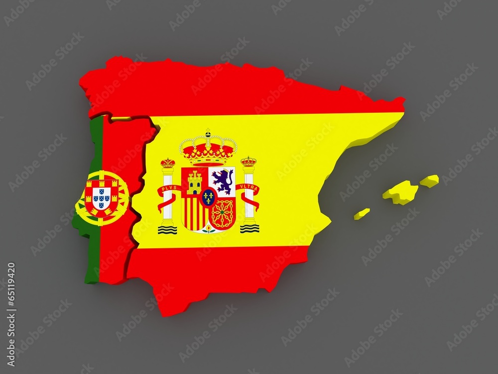 Fototapeta premium Portugal and Spain. map.