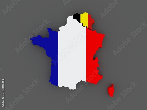 France and Belgium. map.