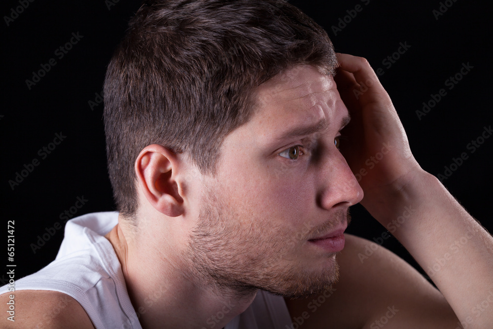 Obraz premium Sad man on isolated background