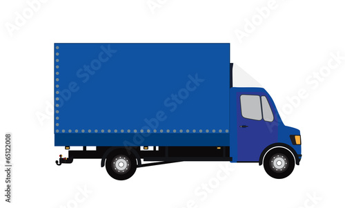 Blue Small truck. Silhouette. Vector Illustration. EPS10.