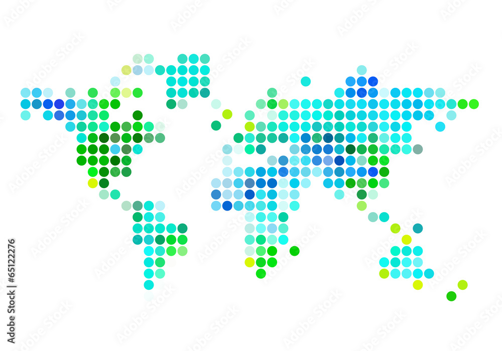 abstract world map, blue and gree dots, vector abstract world map, blue and gree dots, vector