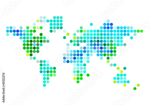 abstract world map  blue and gree dots  vector