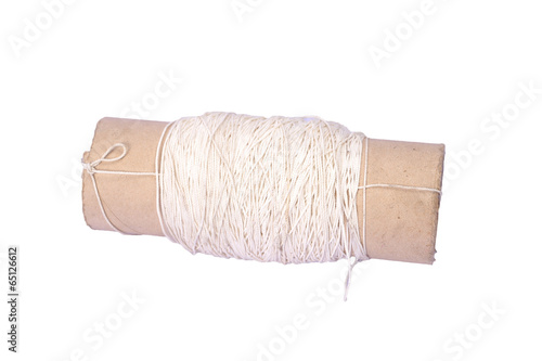 Hank of plastic rope isolated on white