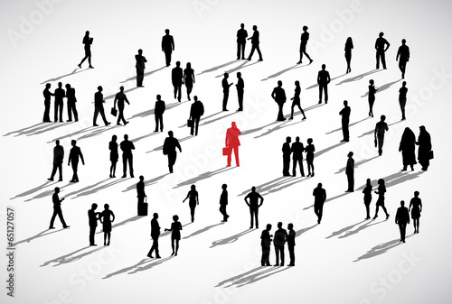 Businessman Standing out of the Crowd