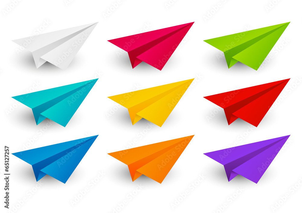 Set of color paper airplanes Set of color paper airplanes
