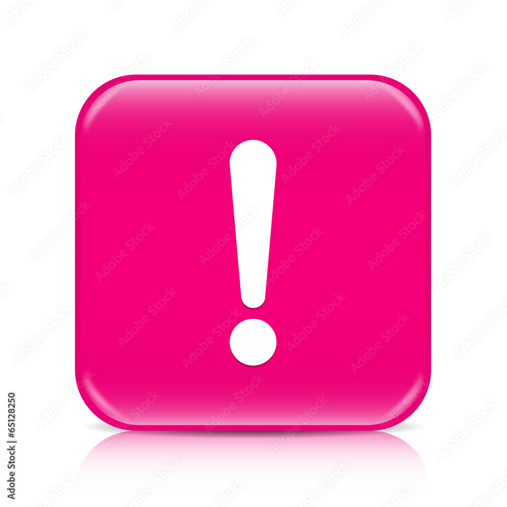 Pink exclamation sign, attention button, icon Pink exclamation sign, attention button, icon