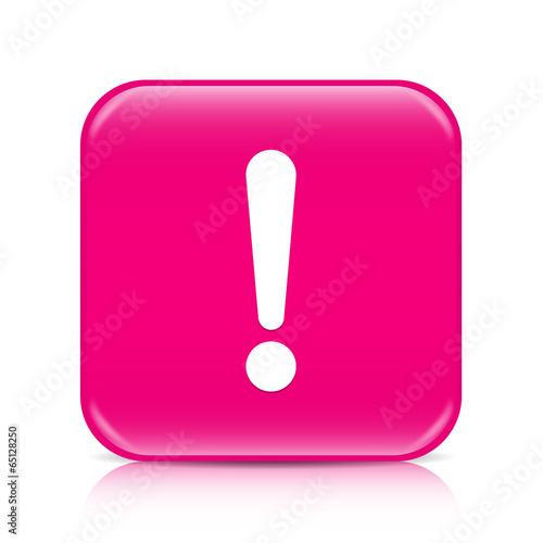 Pink exclamation sign, attention button, icon