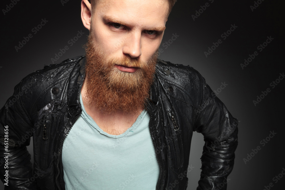 close up of young man with beard