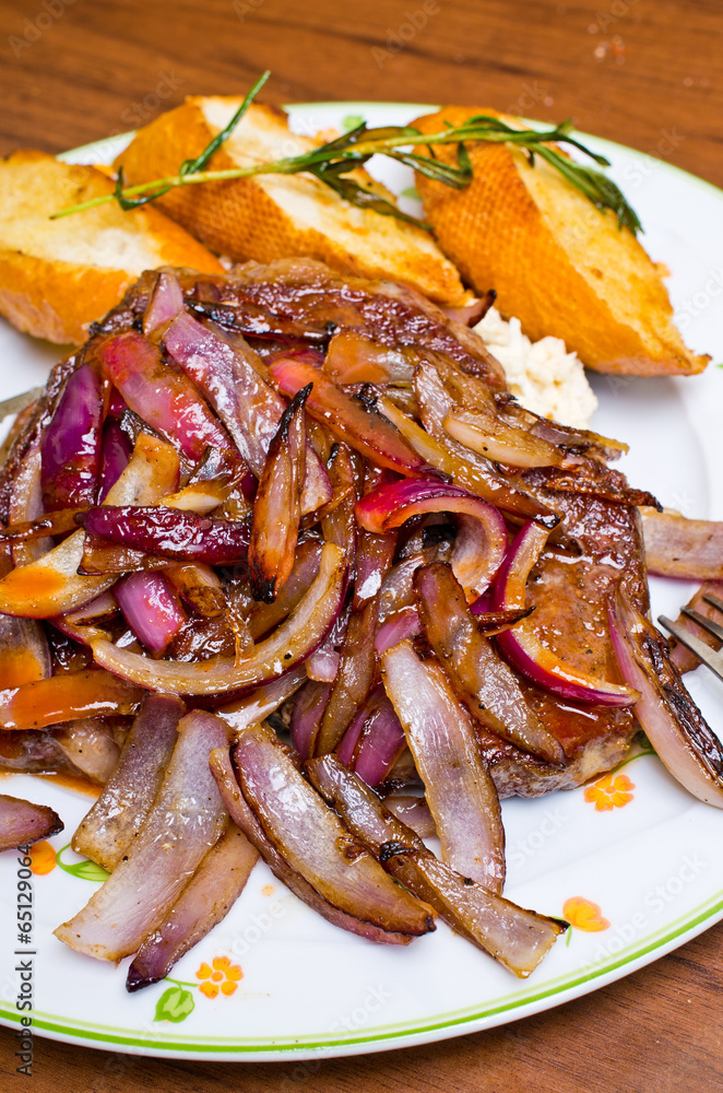 Beef steak with red onion Beef steak with red onion