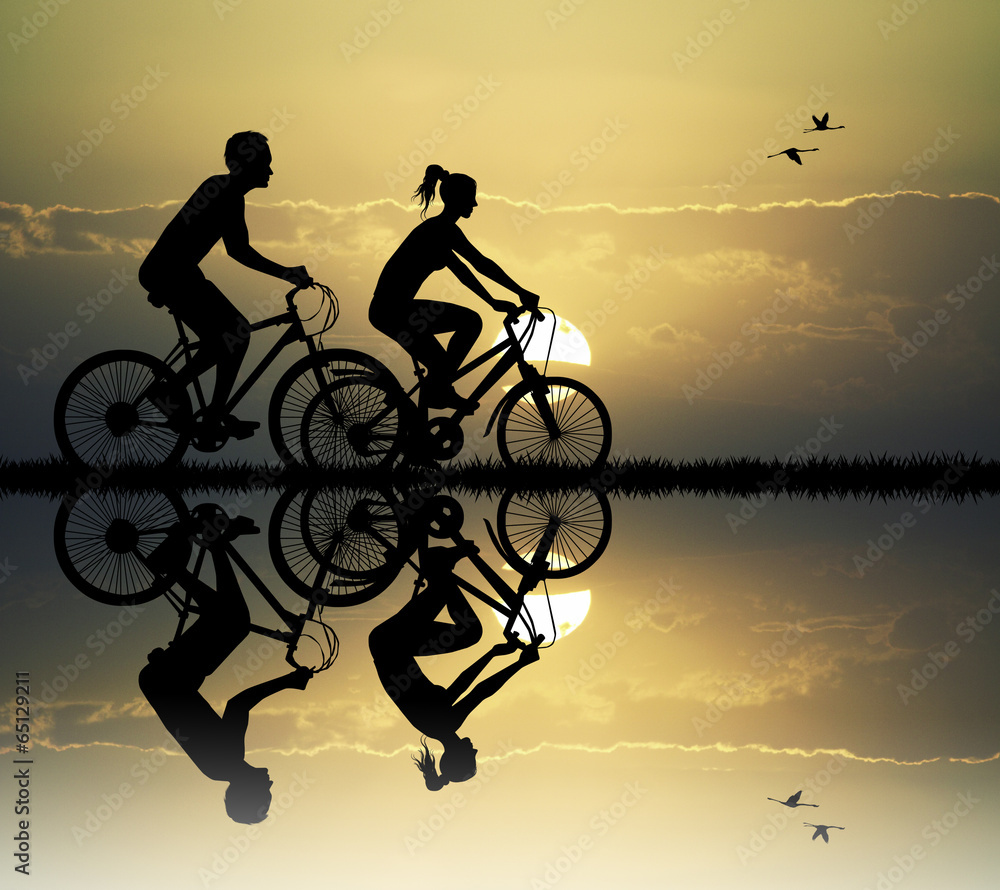 Obraz premium couple on bike