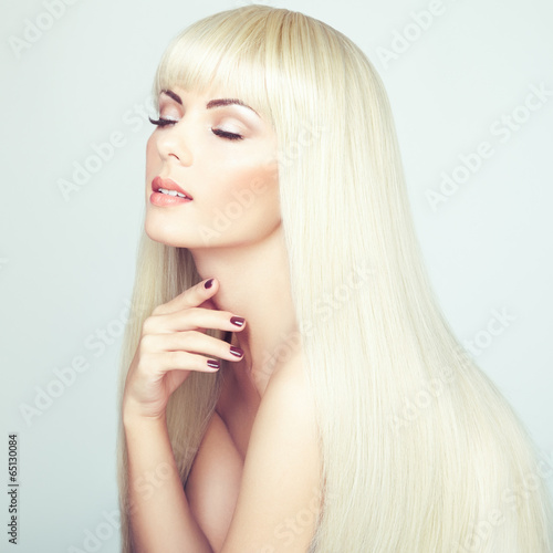 Fashion beauty portrait with white hair.