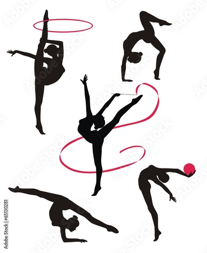 Silhouettes of gymnasts