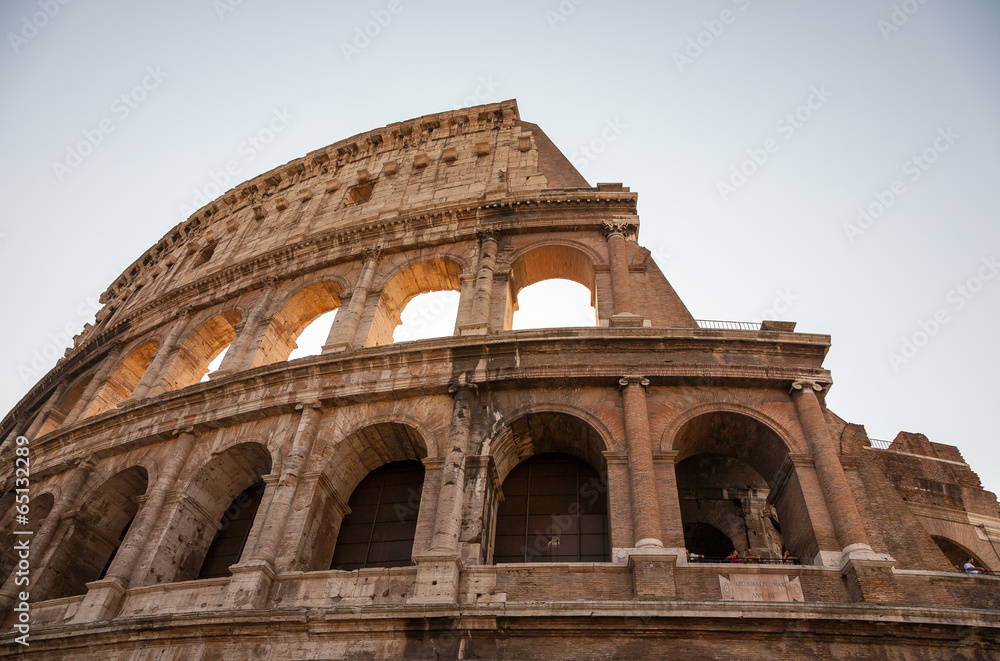 Low angle view of The Colosseum in Rome.