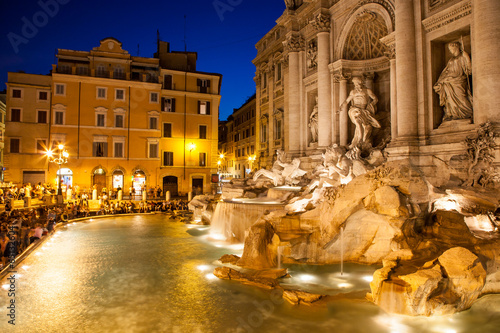 Night view of Trevi Fountain in Rome, Italy