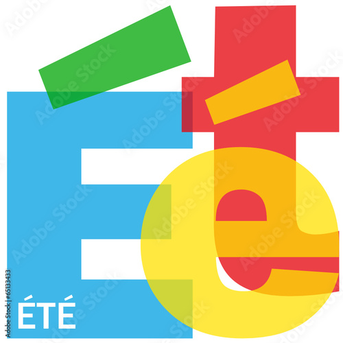 Mosaïque de Lettres "ETE" (été vacances saison soleil plage)