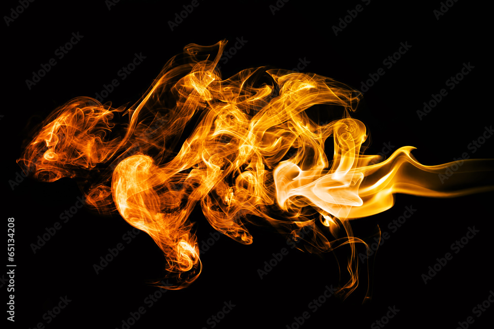 Fire flames on black background Fire flames on black background
