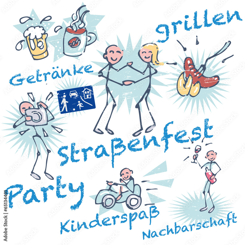 Strichmännchen und Straßenfest Strichmännchen und Straßenfest