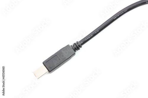 Black USB Plug isolated on white background.